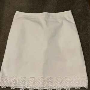 Talbots White Embellished Pencil Skirt Knee-Length